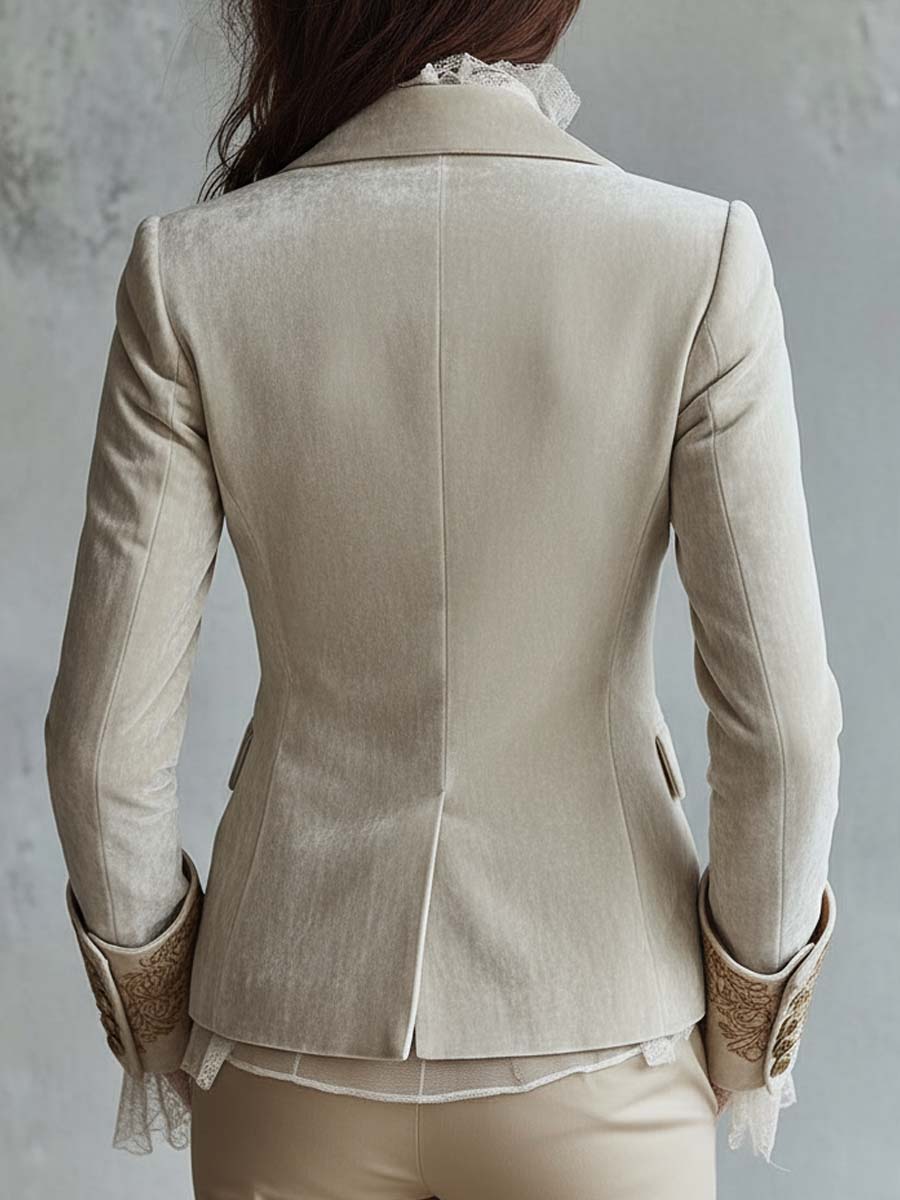 Camille | Ivory Embroidered Tailored Blazer