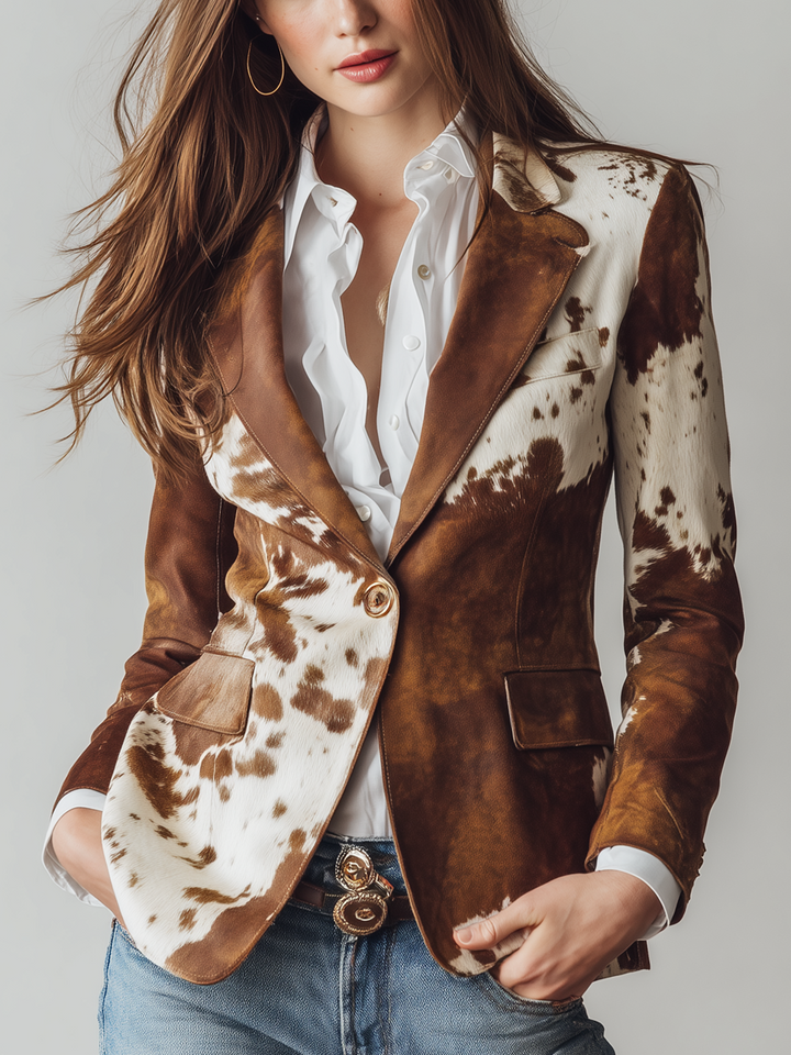 Savannah | Western Cow Print Blazer
