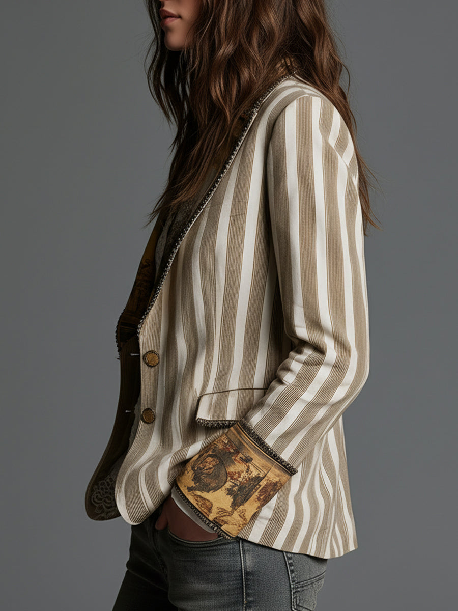 Elise | Artistic Stripe Tailored Blazer