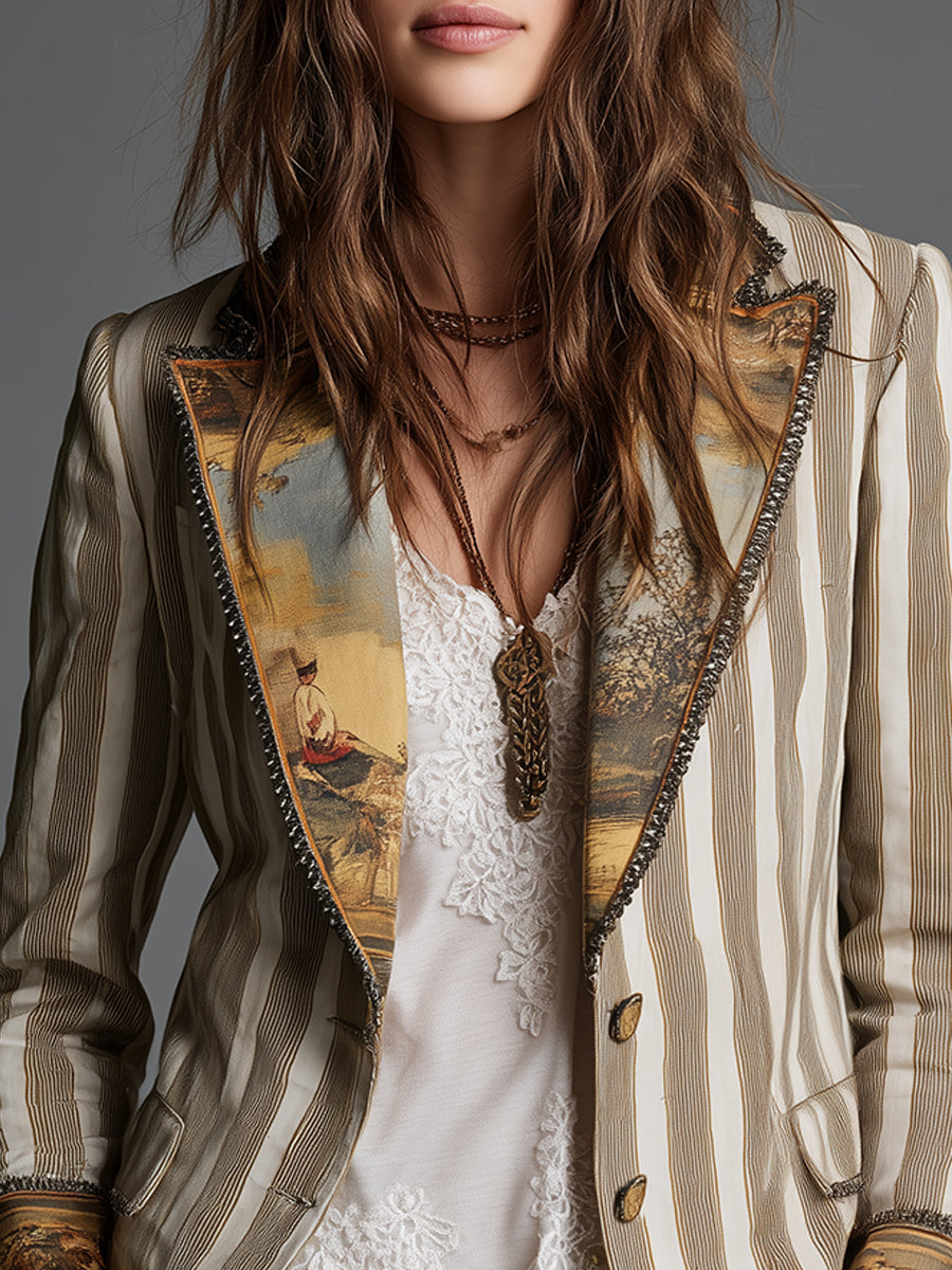 Elise | Artistic Stripe Tailored Blazer