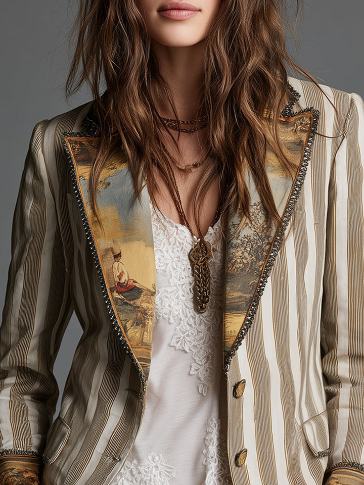 Elise | Artistic Stripe Tailored Blazer