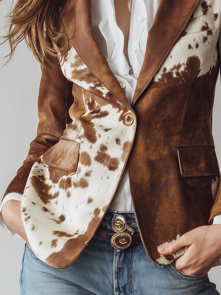 Savannah | Western Cow Print Blazer