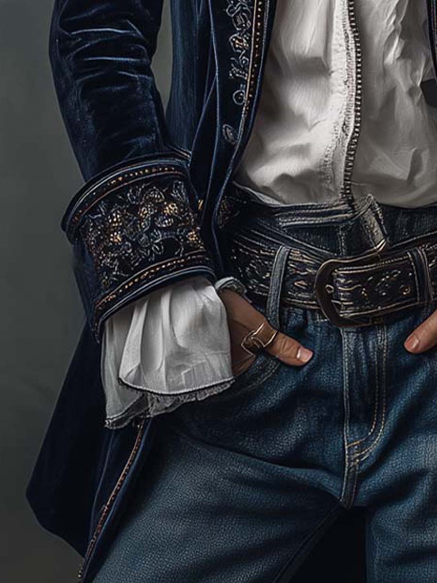 Vivienne | Midnight Embroidered Blazer