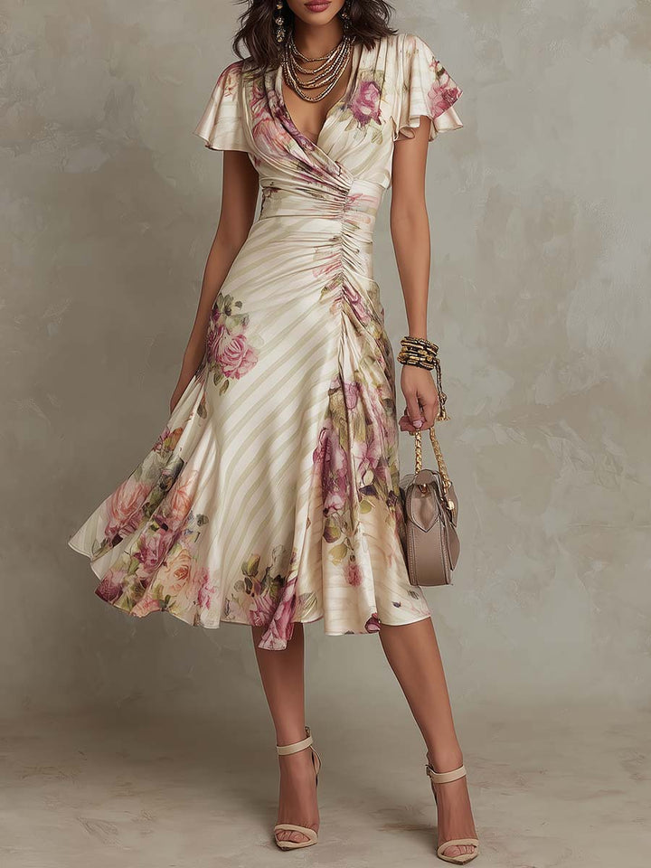 Margaret™ | Elegant Floral Wrap Dress