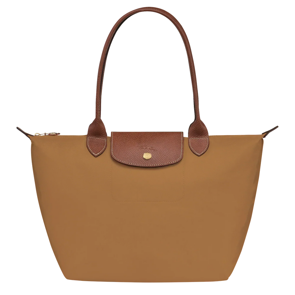 Fawn medium tote bag with front patch pocket and leather top handles