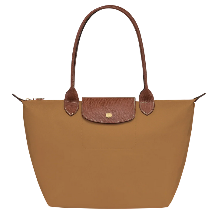 Fawn medium tote bag with front patch pocket and leather top handles