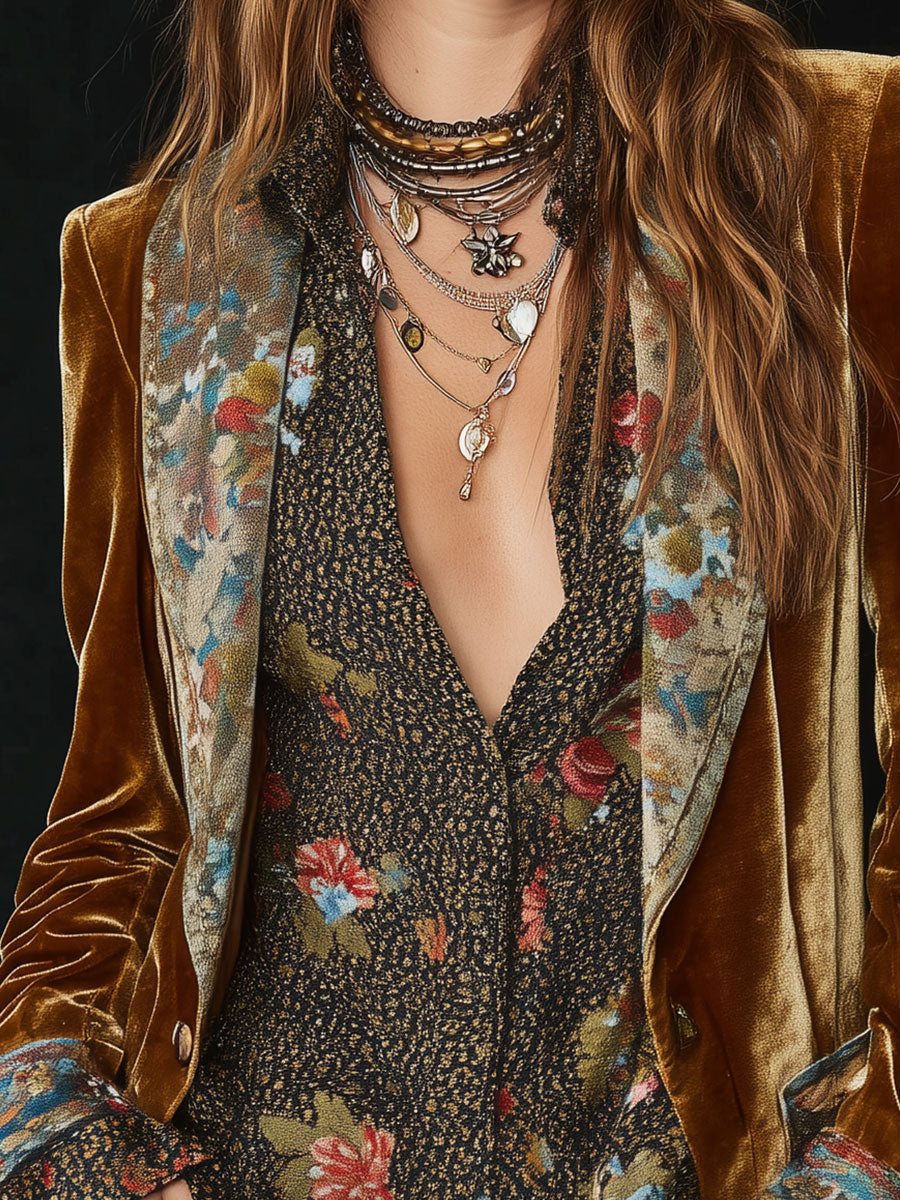 Rosalie | Vintage Floral Velvet Blazer