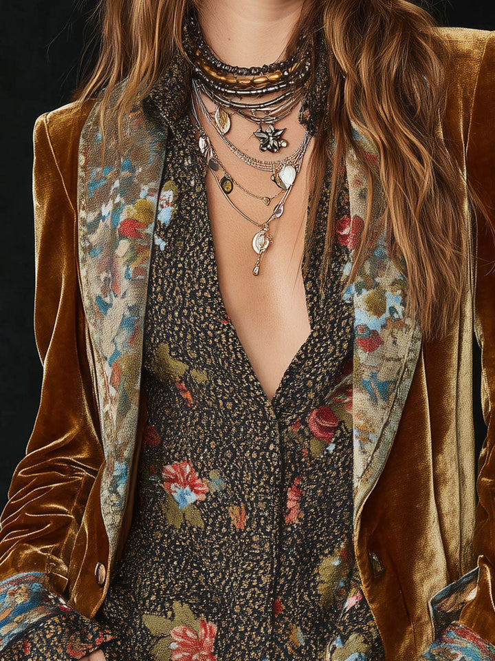 Rosalie | Vintage Floral Velvet Blazer