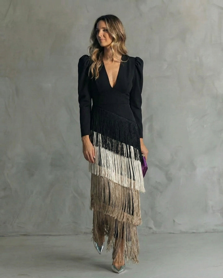 Vivienne™ | Elegant Fringe Evening Dress