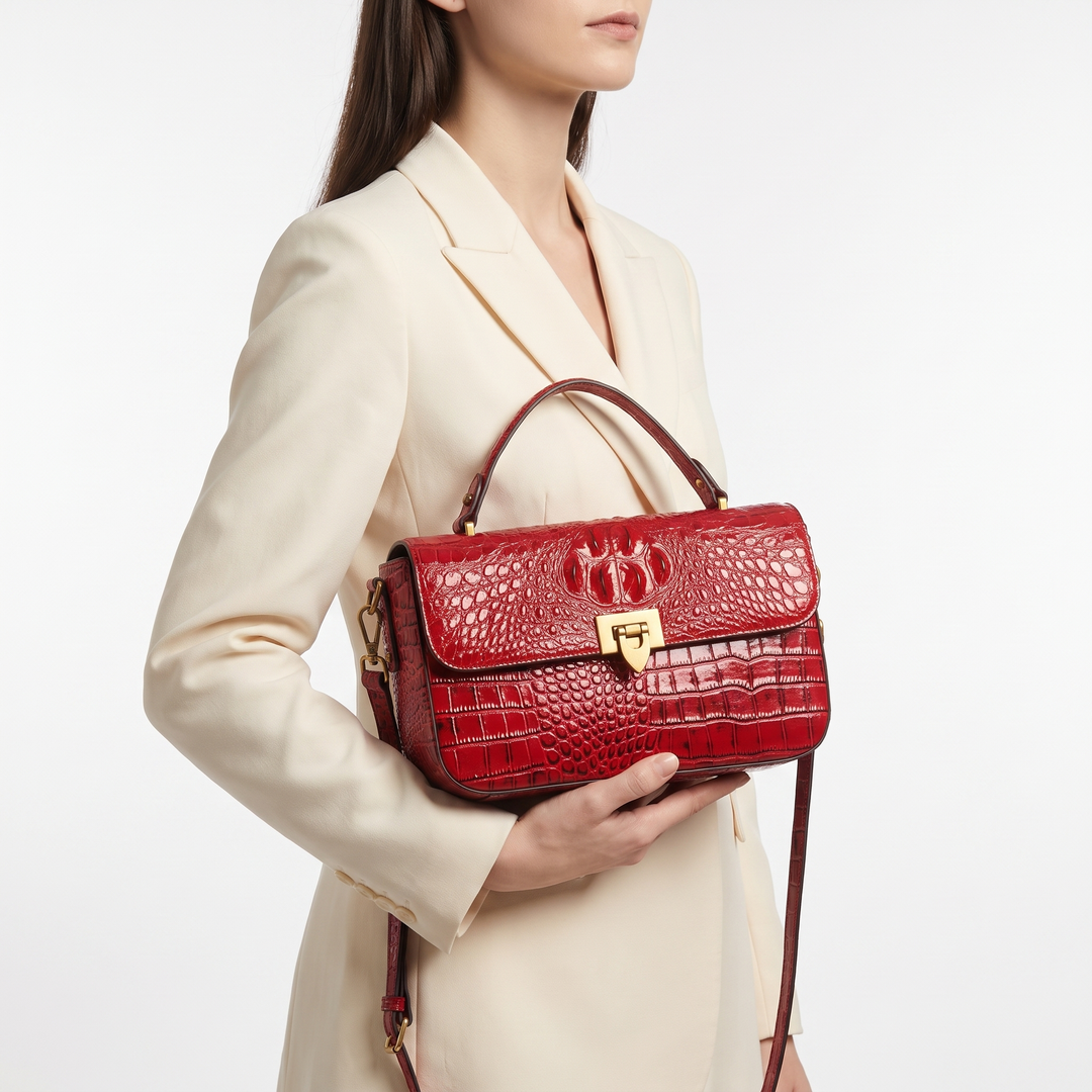Gabrielle | Croc-Embossed Statement Handbag