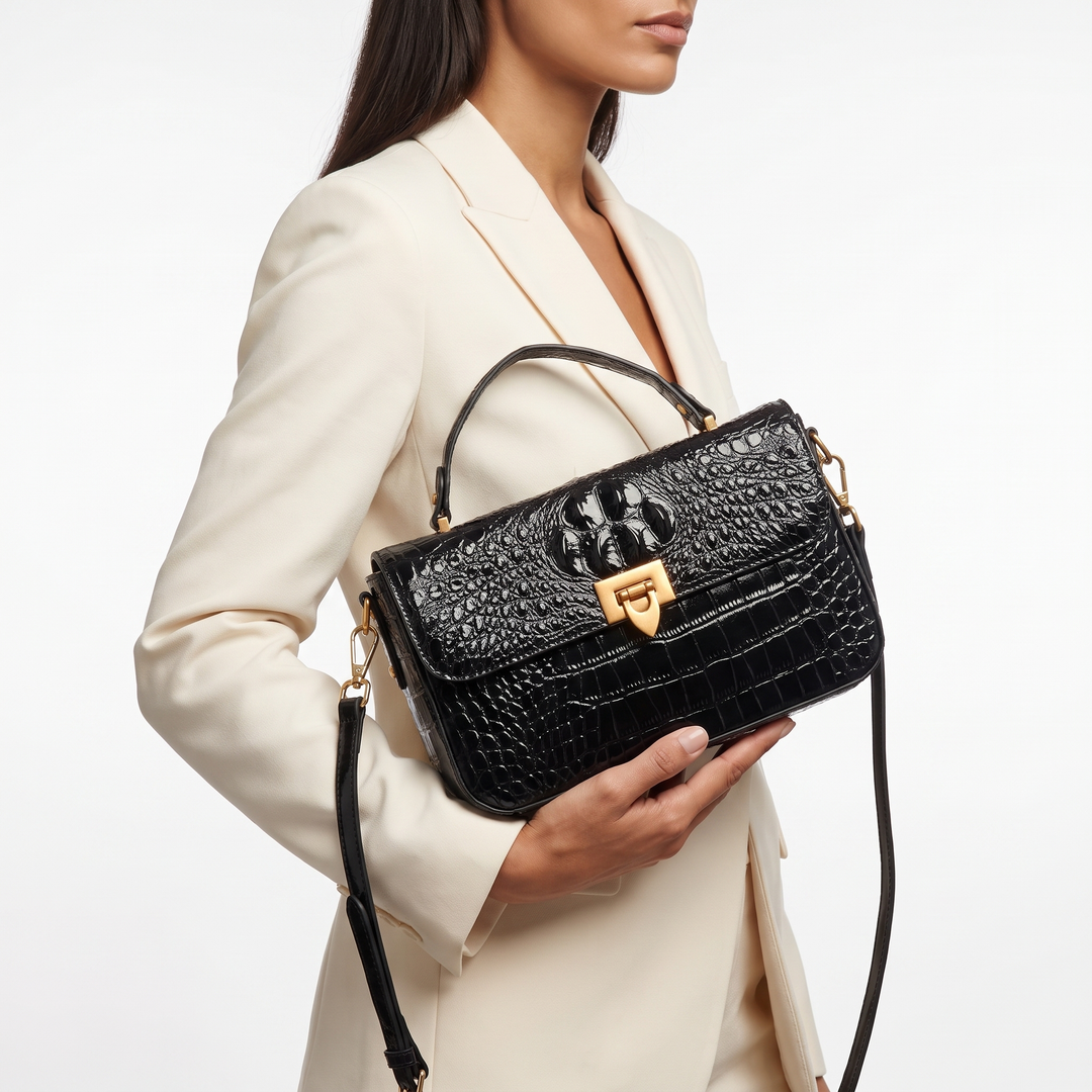 Gabrielle | Croc-Embossed Statement Handbag