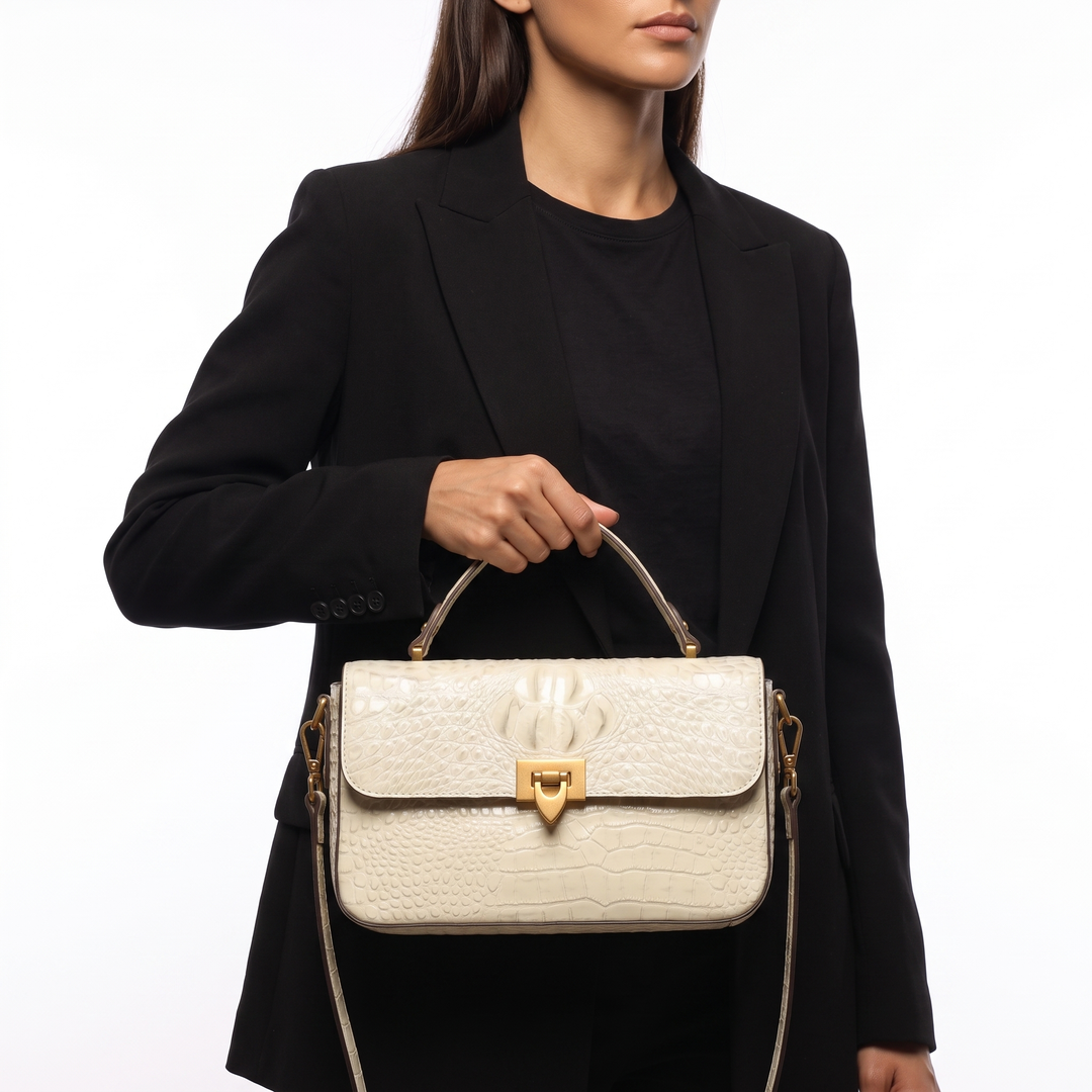 Gabrielle | Croc-Embossed Statement Handbag